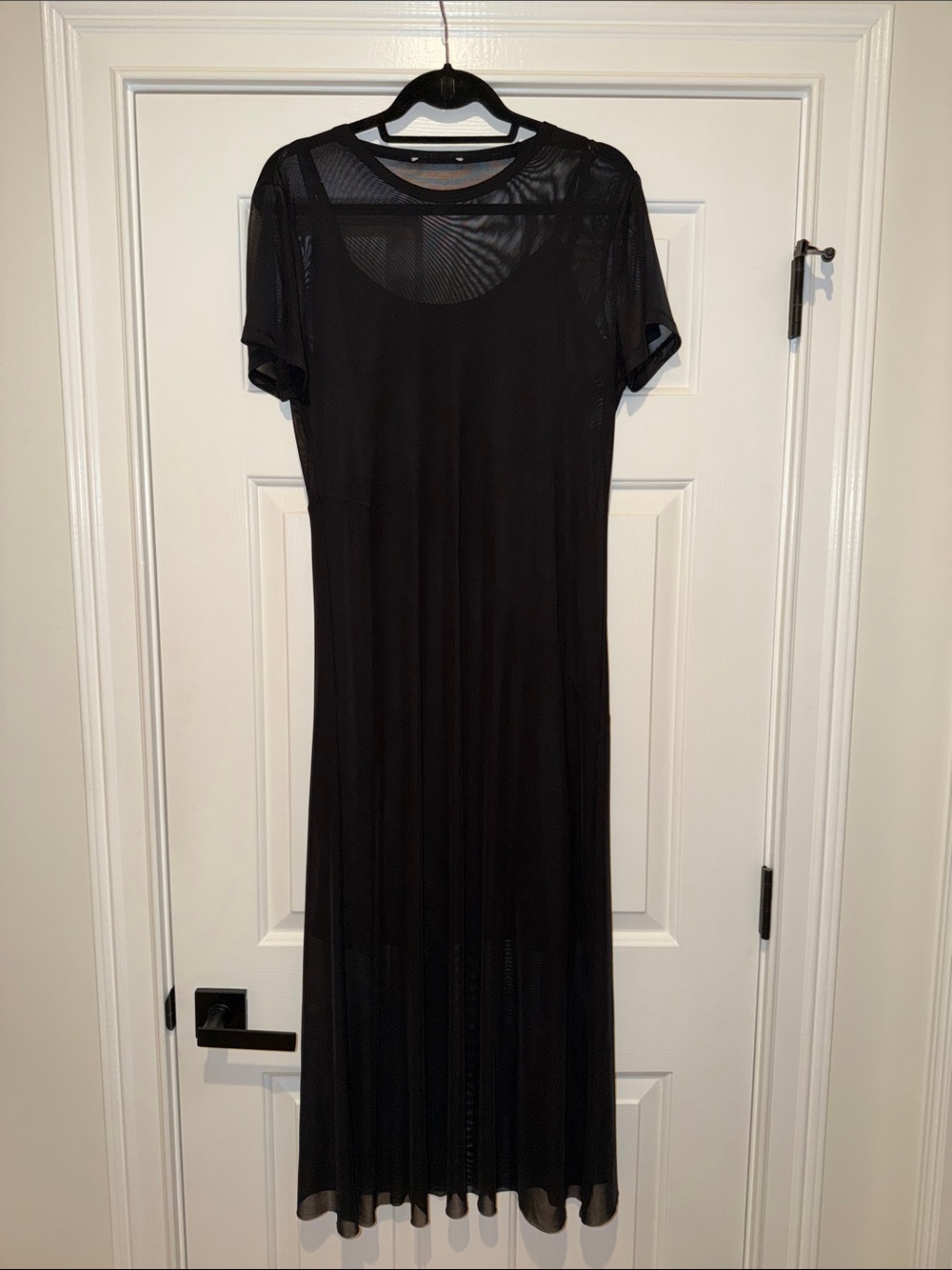 Sheer Black Short-Sleeve Maxi Dress